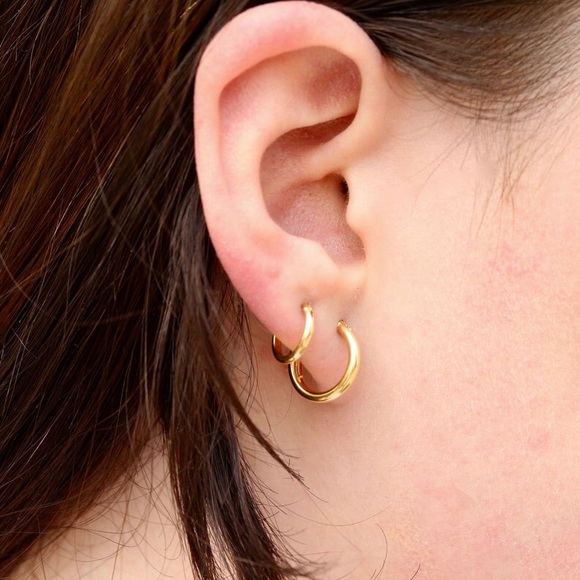 LAST PAIR SALE Mini Versatile Golden Hoop Earrings - Picture 2 of 3